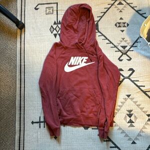 Red Nike sweatshirt with hood. Size small
